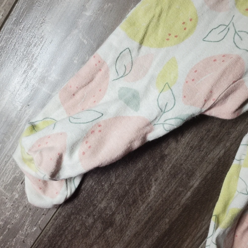 Carter's Just One You White Pink Yellow & Green Lemon Footed Pajamas Size 6m